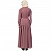 Front open abaya with a belt- Puce Pink